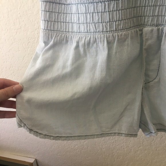 7 For All Mankind S Chambray Romper Light Blue Jea - Picture 6 of 8